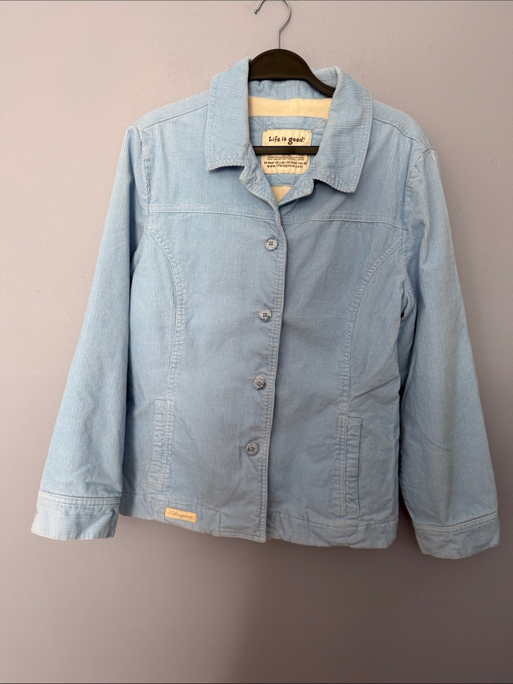 Life is Good Corduroy Button-Down Jacket Light Blue Large - Picture 2 of 9